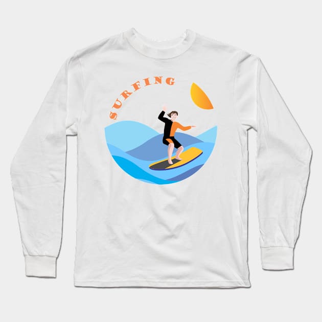 Surfing Long Sleeve T-Shirt by Dojaja